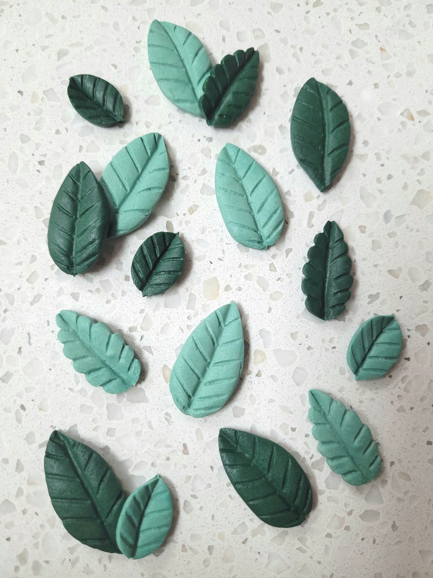 Leaves Assorted- Sage/Dark Green 16pcs Edible Cake Decorations