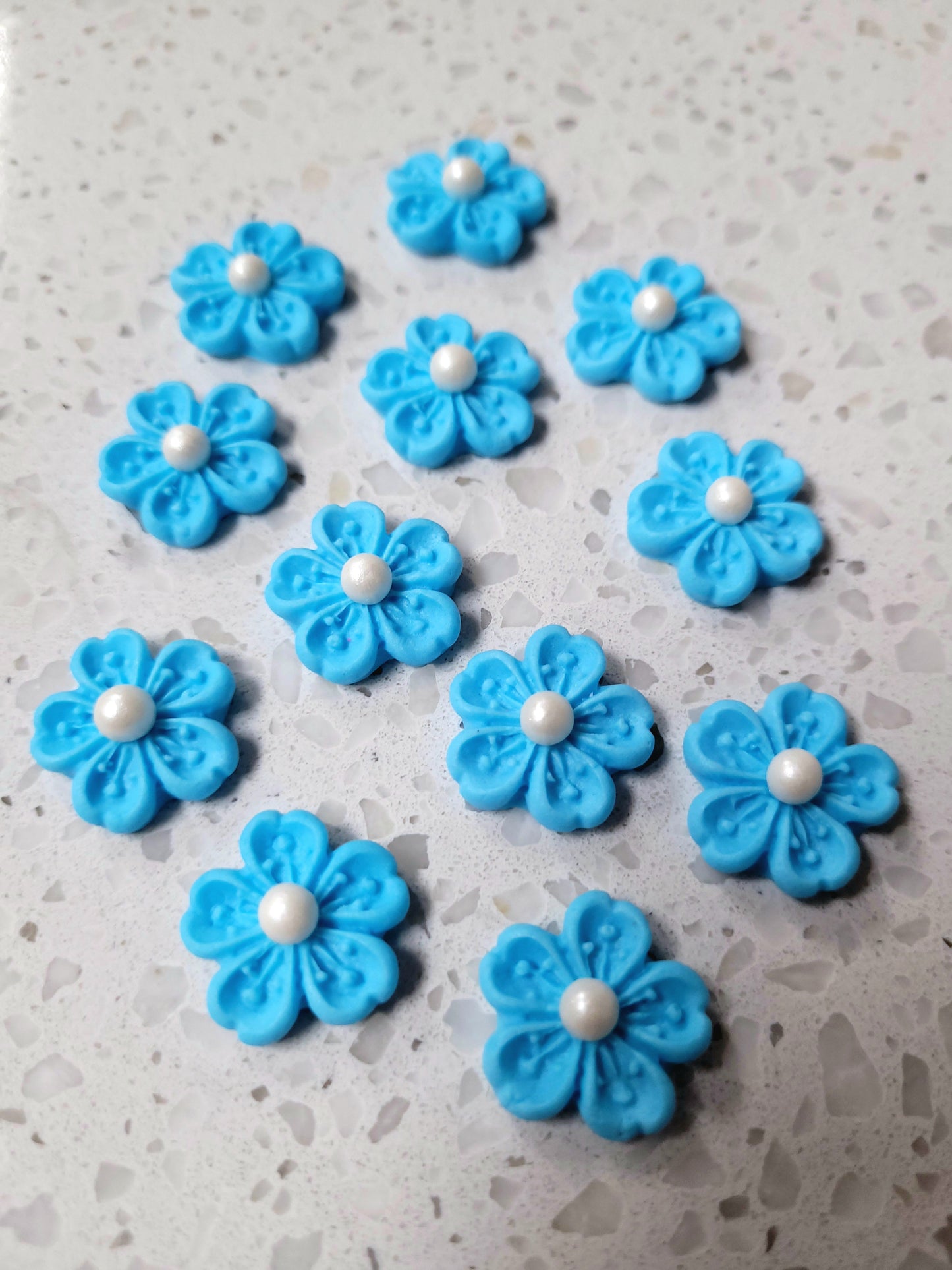 Cherry Blossom Flower - Pastel Blue 12pcs Edible Cake Decorations