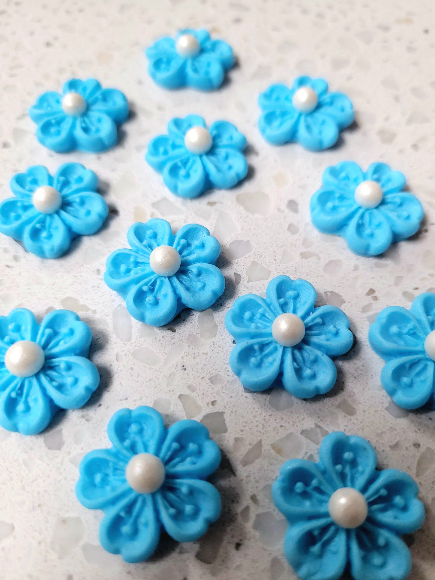 Cherry Blossom Flower - Pastel Blue 12pcs Edible Cake Decorations