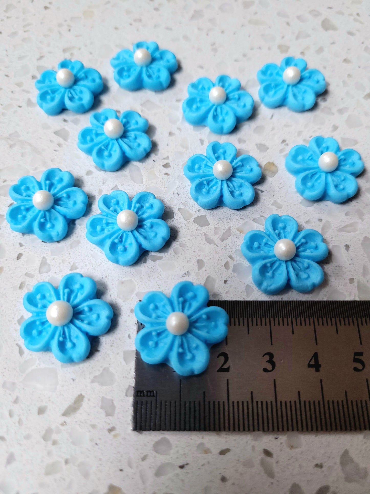 Cherry Blossom Flower - Pastel Blue 12pcs Edible Cake Decorations