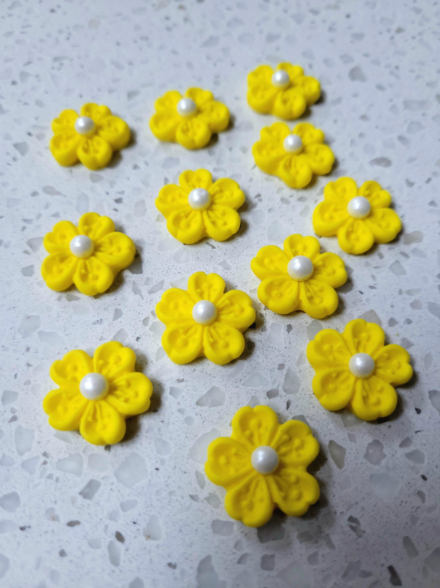 Cherry Blossom Flower - Yellow 12pcs Edible Cake Decorations