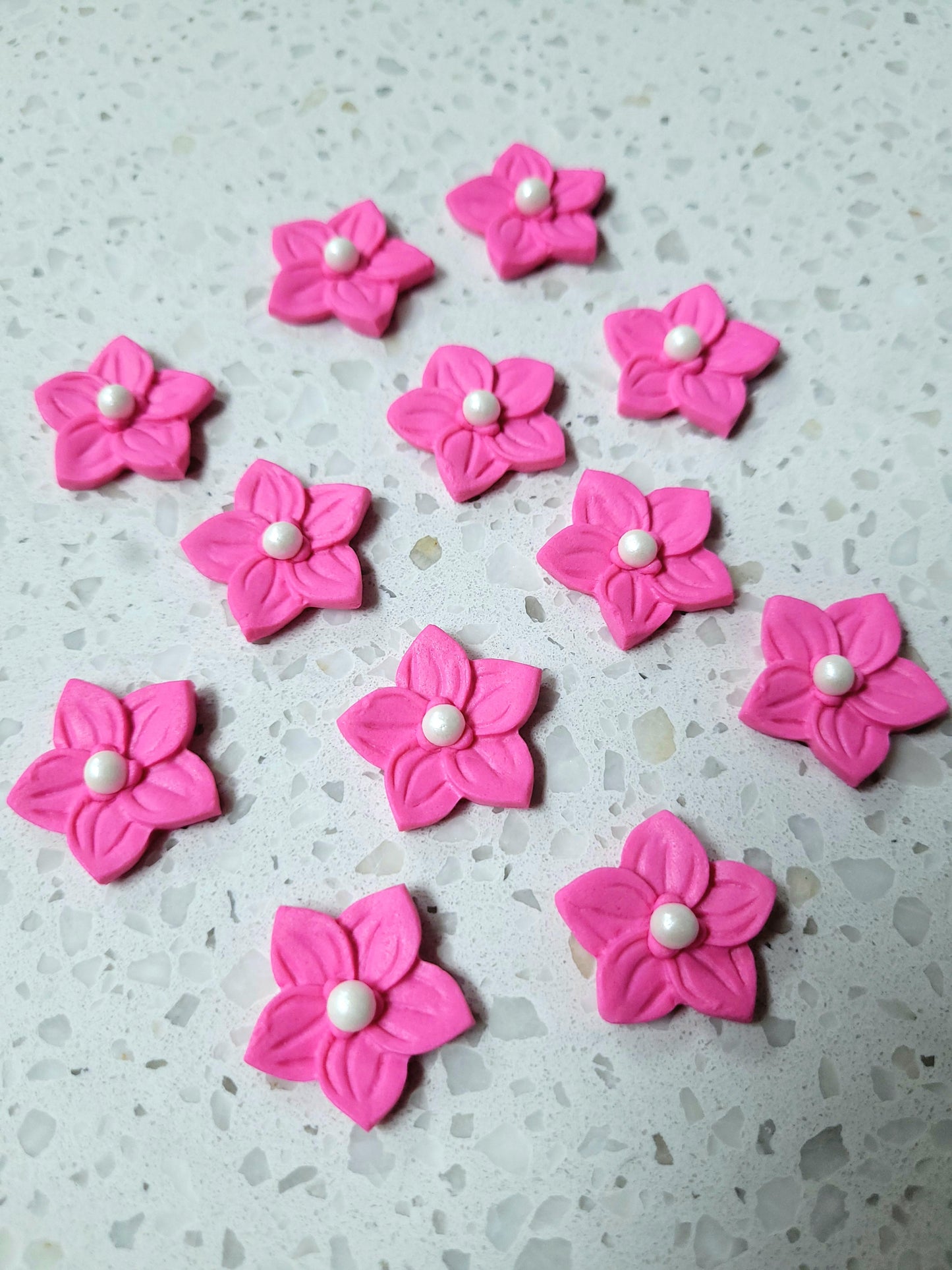 Flower 5 Petals - Pink 12pcs Edible Cake Decorations