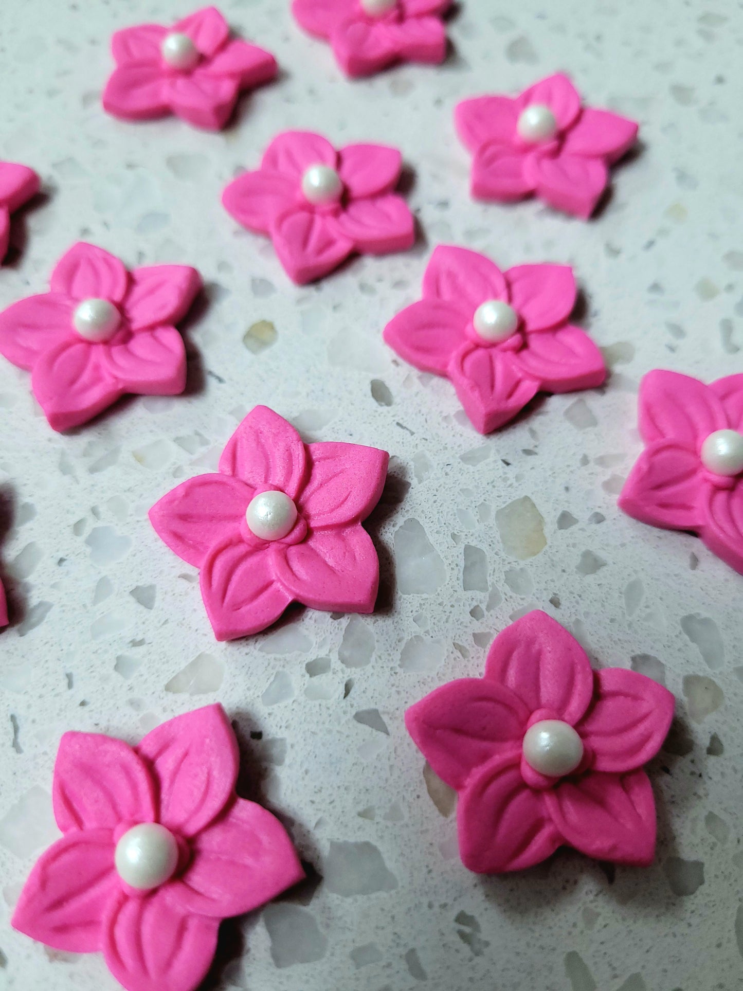 Flower 5 Petals - Pink 12pcs Edible Cake Decorations