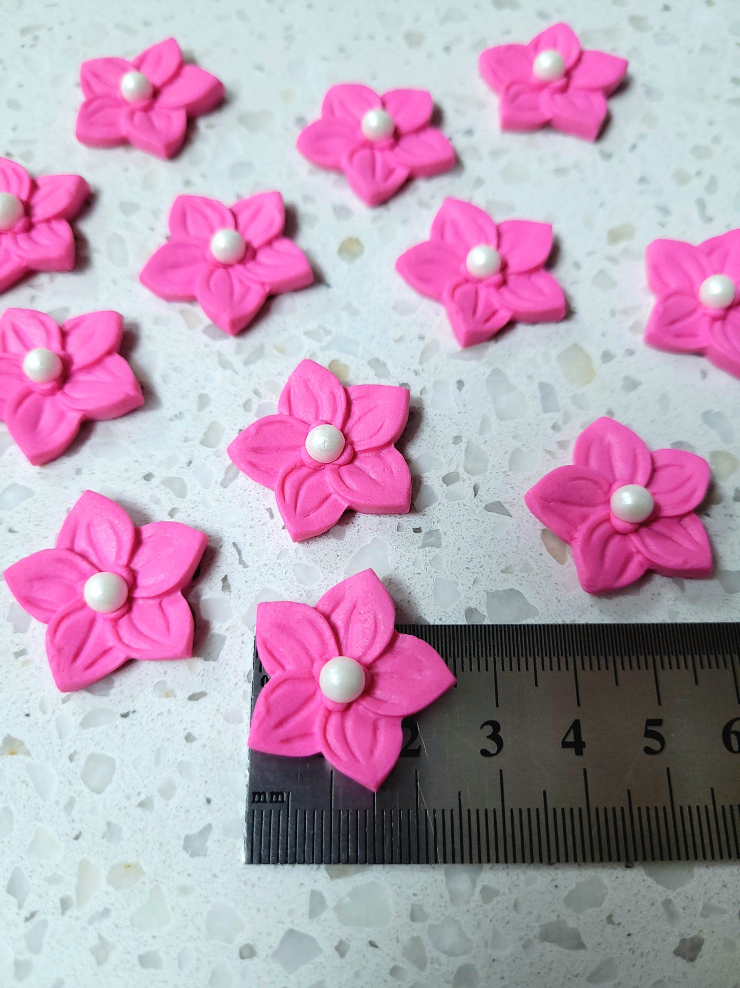 Flower 5 Petals - Pink 12pcs Edible Cake Decorations