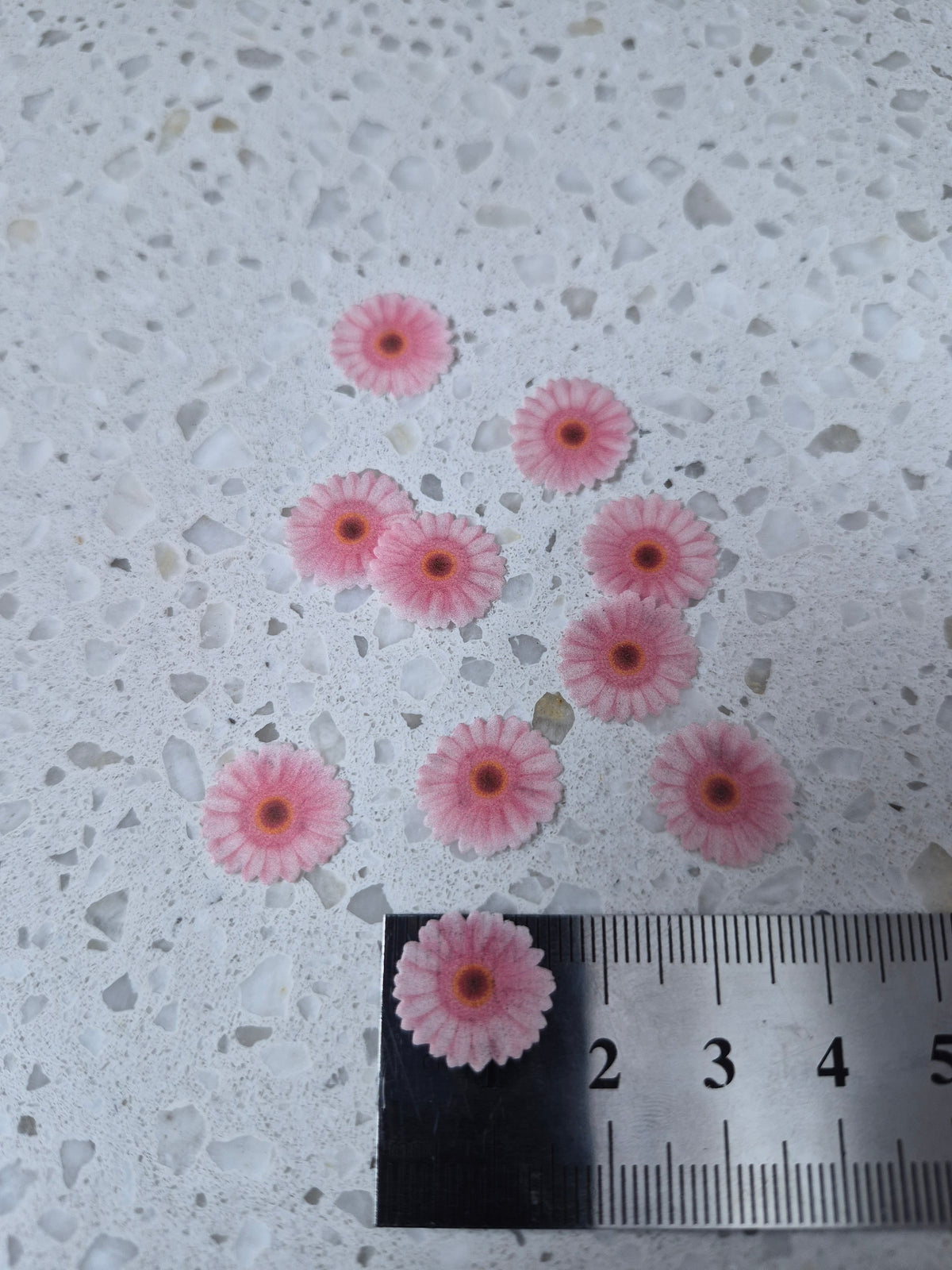 Daisy Pink 01 Length 1.5cm Edible Wafer Paper Cutouts - Set of 10