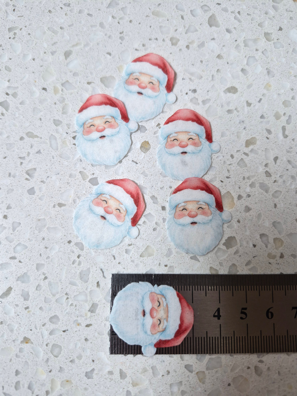 Santa's Head 02 Length 3cm Edible Wafer Paper Cutouts - Set of 6