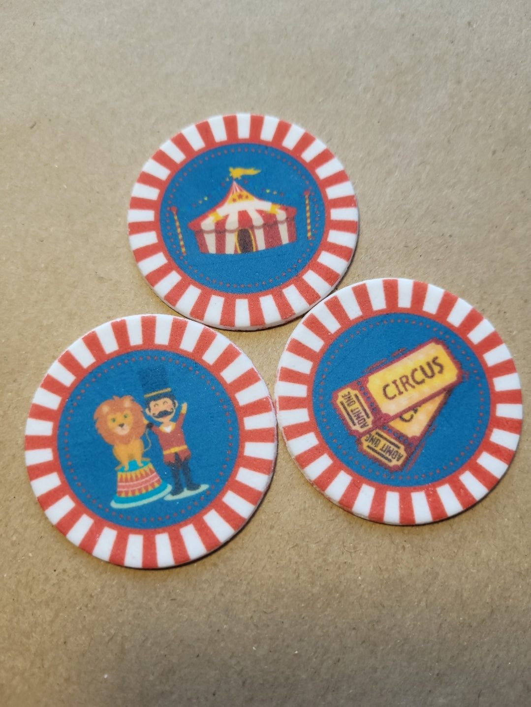 Circus Theme Edible Cupcake / Biscuit Topper Decorations Set - 24 Piece