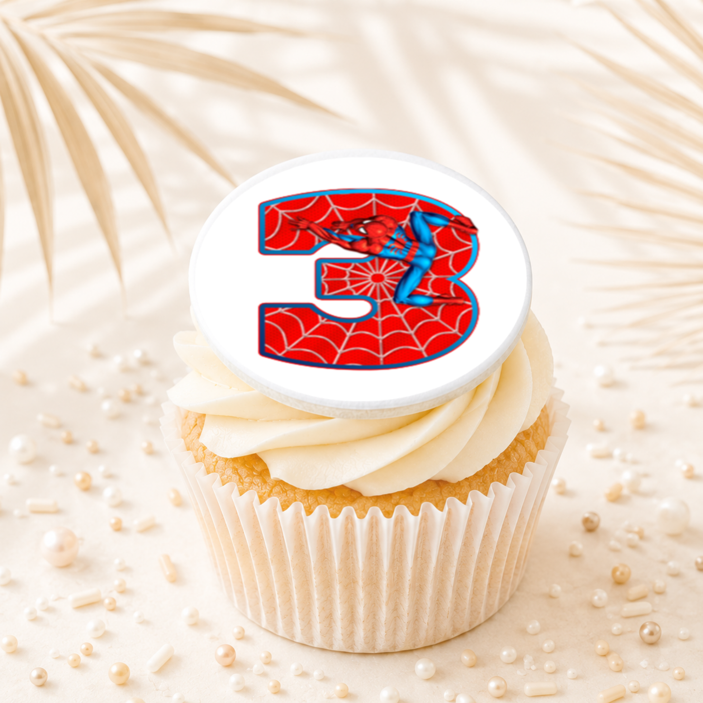 Spider man No 3 Cupcake Topper Edible Cake Decorations