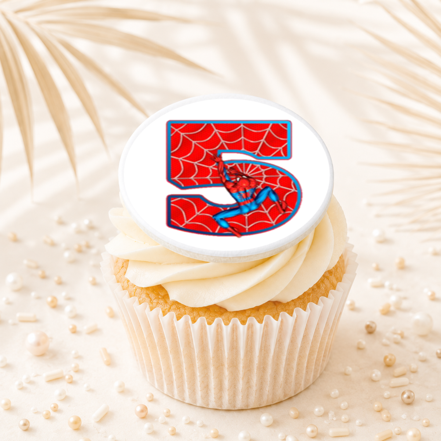Spider man No 5 Cupcake Topper Edible Cake Decorations