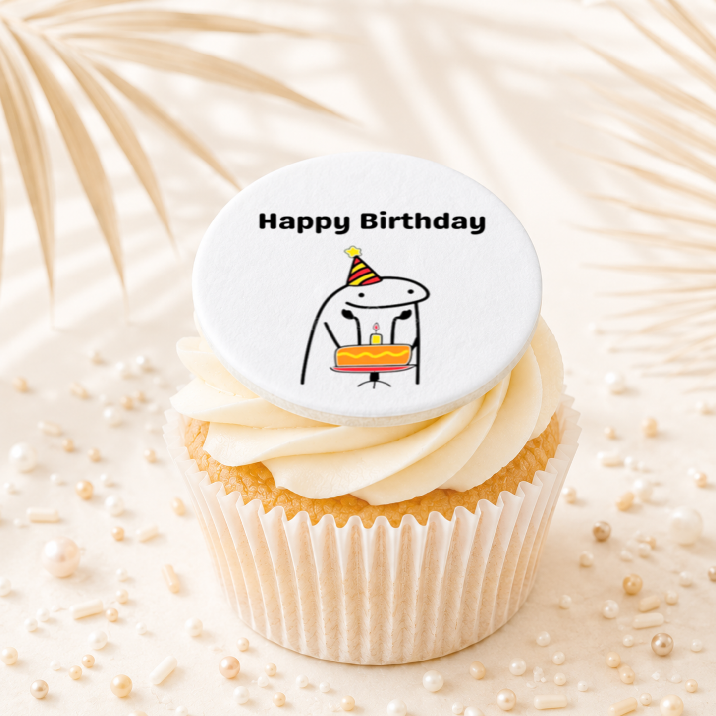 Flork Meme Happy Birthday Cupcake Topper Edible Cake Decorations