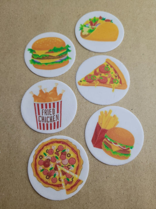 Fast Food Theme Toppers 6pcs Edible Cake Decorations
