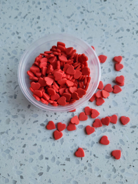 Confetti Cake Sprinkles Hearts - Red 20g