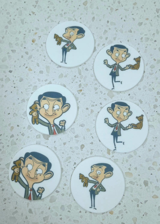 Mr Bean Theme Topper 6pcs Edible Cake Decorations
