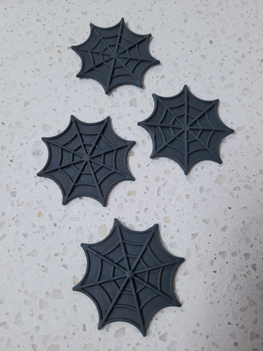 Spider Web Black 4pcs Edible Cake Decorations