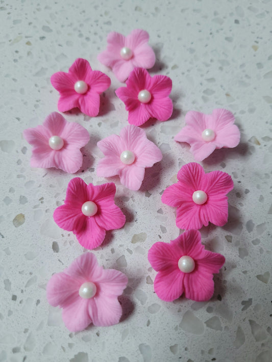 Vained Flower Pink & Light Pink 10pcs Edible Cake Decorations
