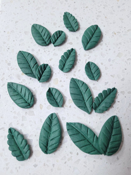Leaves Assorted- Dark Green 16pcs Edible Cake Decorations