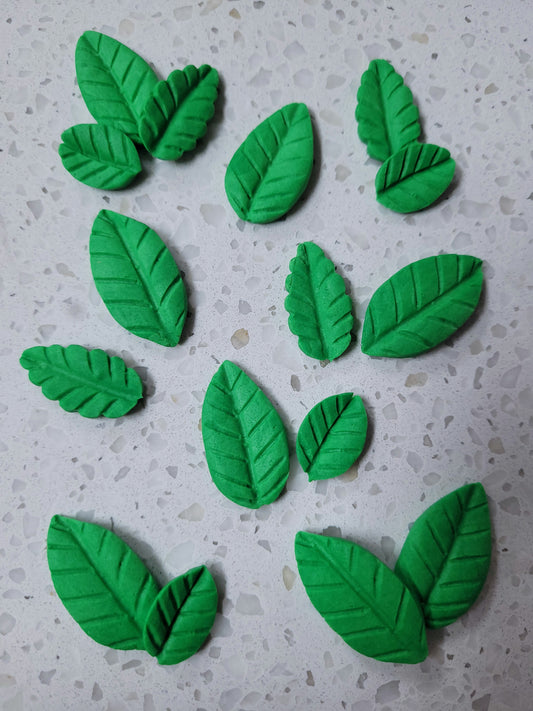Leaves Assorted- Green 16pcs Edible Cake Decorations