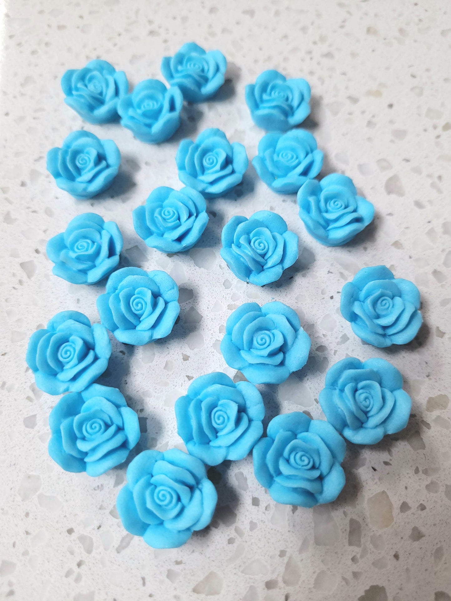 Small Rose - Pastel Blue 20pcs Edible Cake Decorations