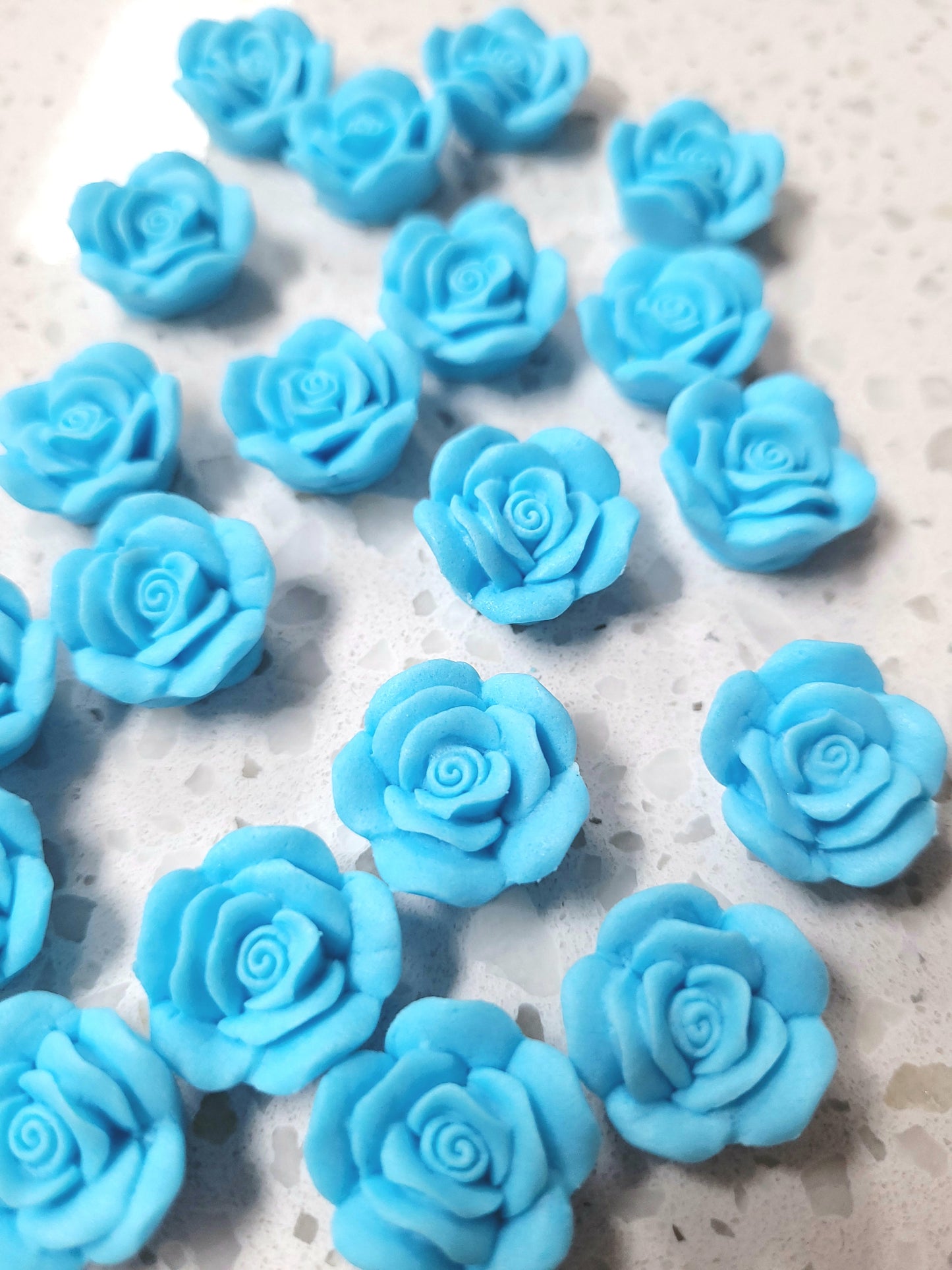 Small Rose - Pastel Blue 20pcs Edible Cake Decorations