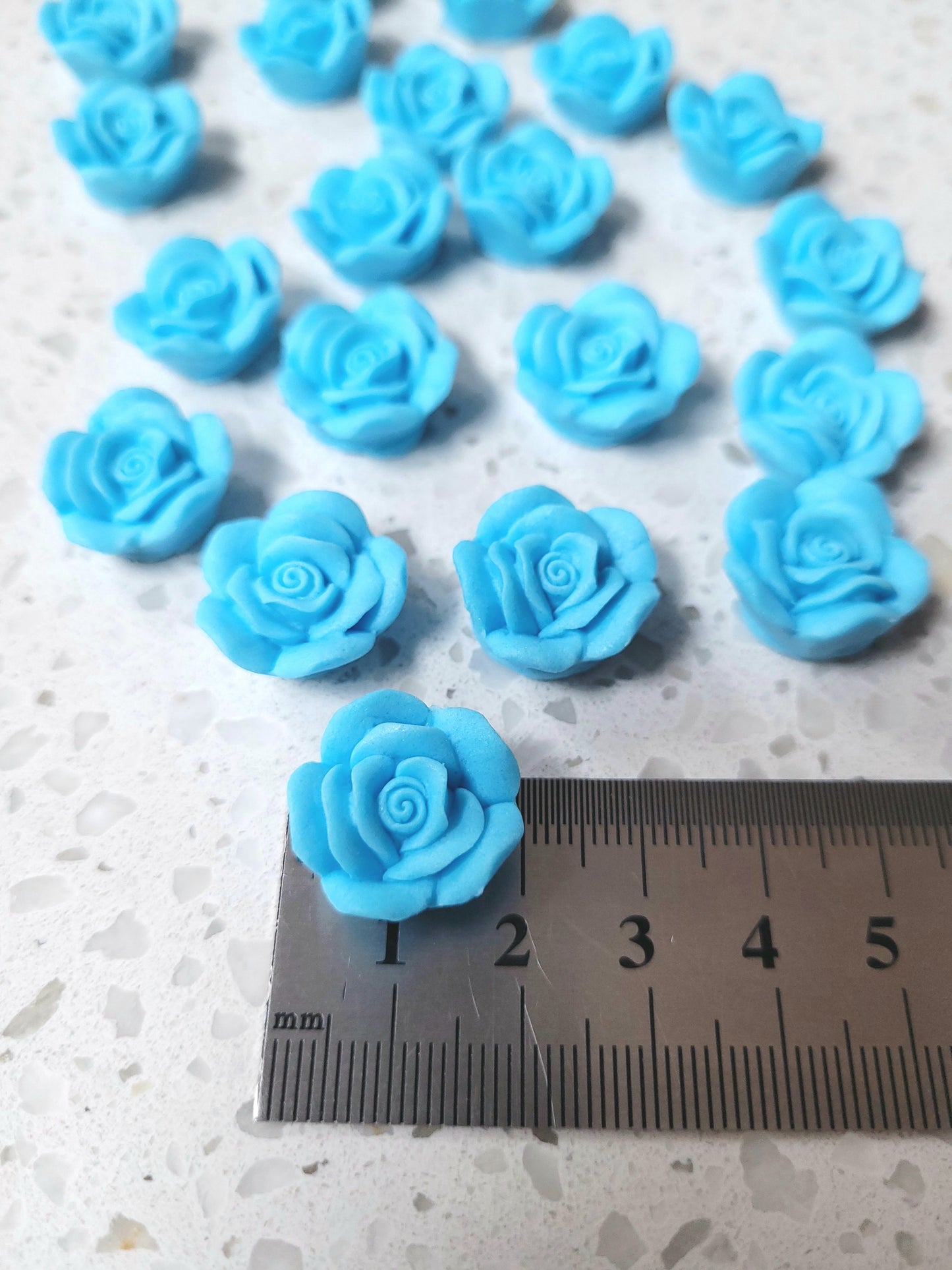 Small Rose - Pastel Blue 20pcs Edible Cake Decorations