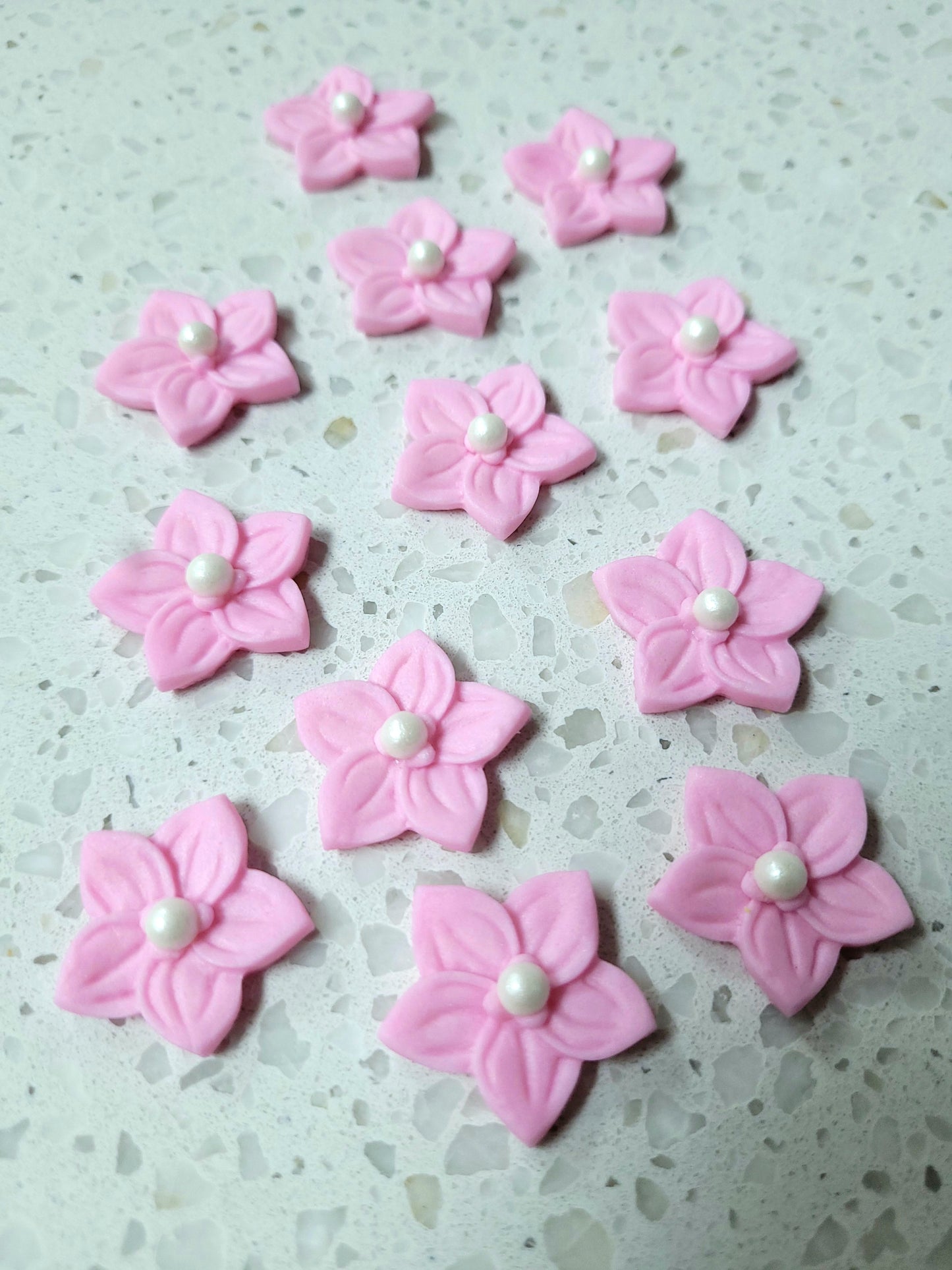 Flower 5 Petals - Pastel Pink 12pcs Edible Cake Decorations