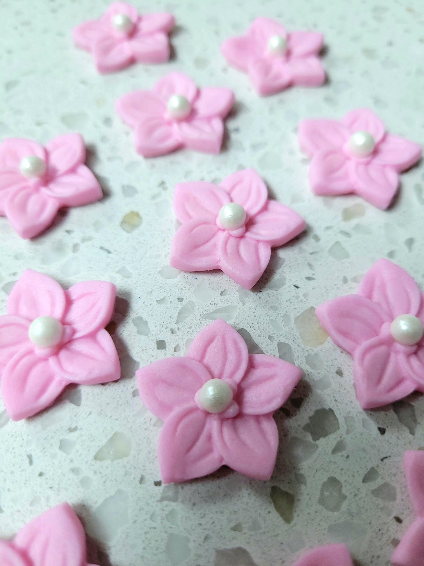 Flower 5 Petals - Pastel Pink 12pcs Edible Cake Decorations