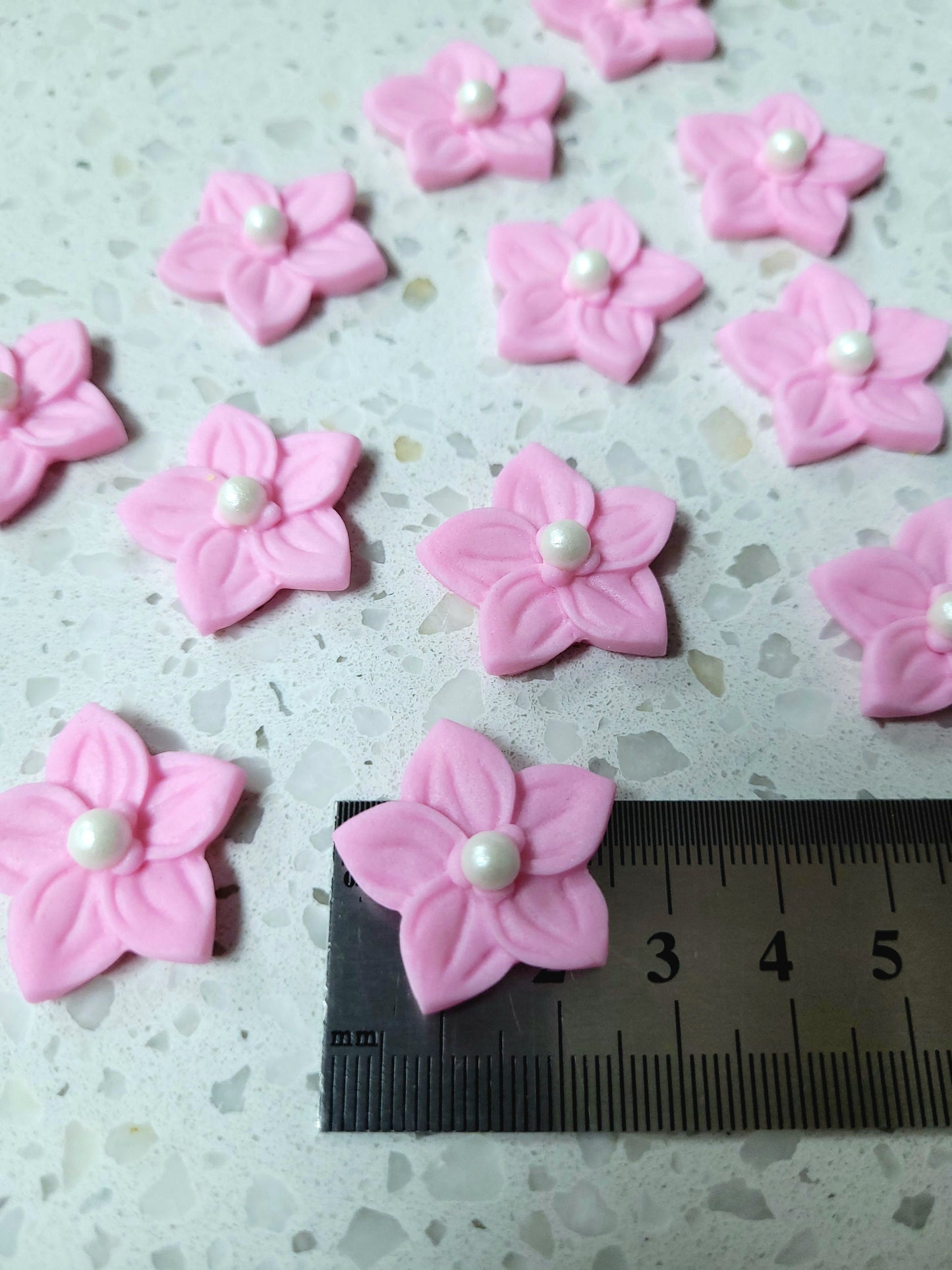 Flower 5 Petals - Pastel Pink 12pcs Edible Cake Decorations
