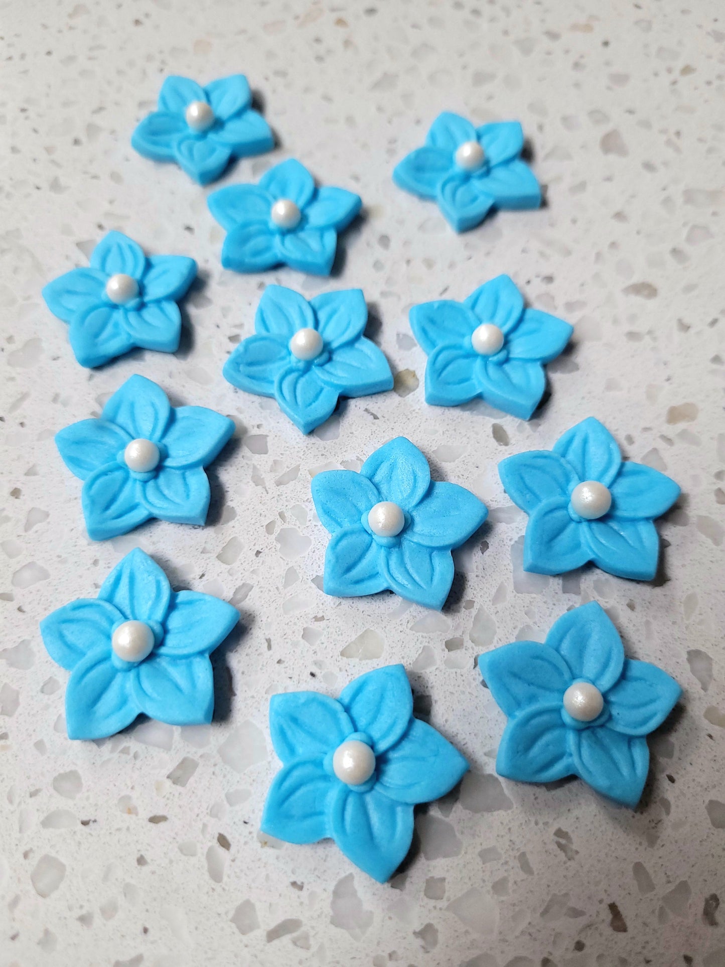 Flower 5 Petals - Pastel Blue 12pcs Edible Cake Decorations