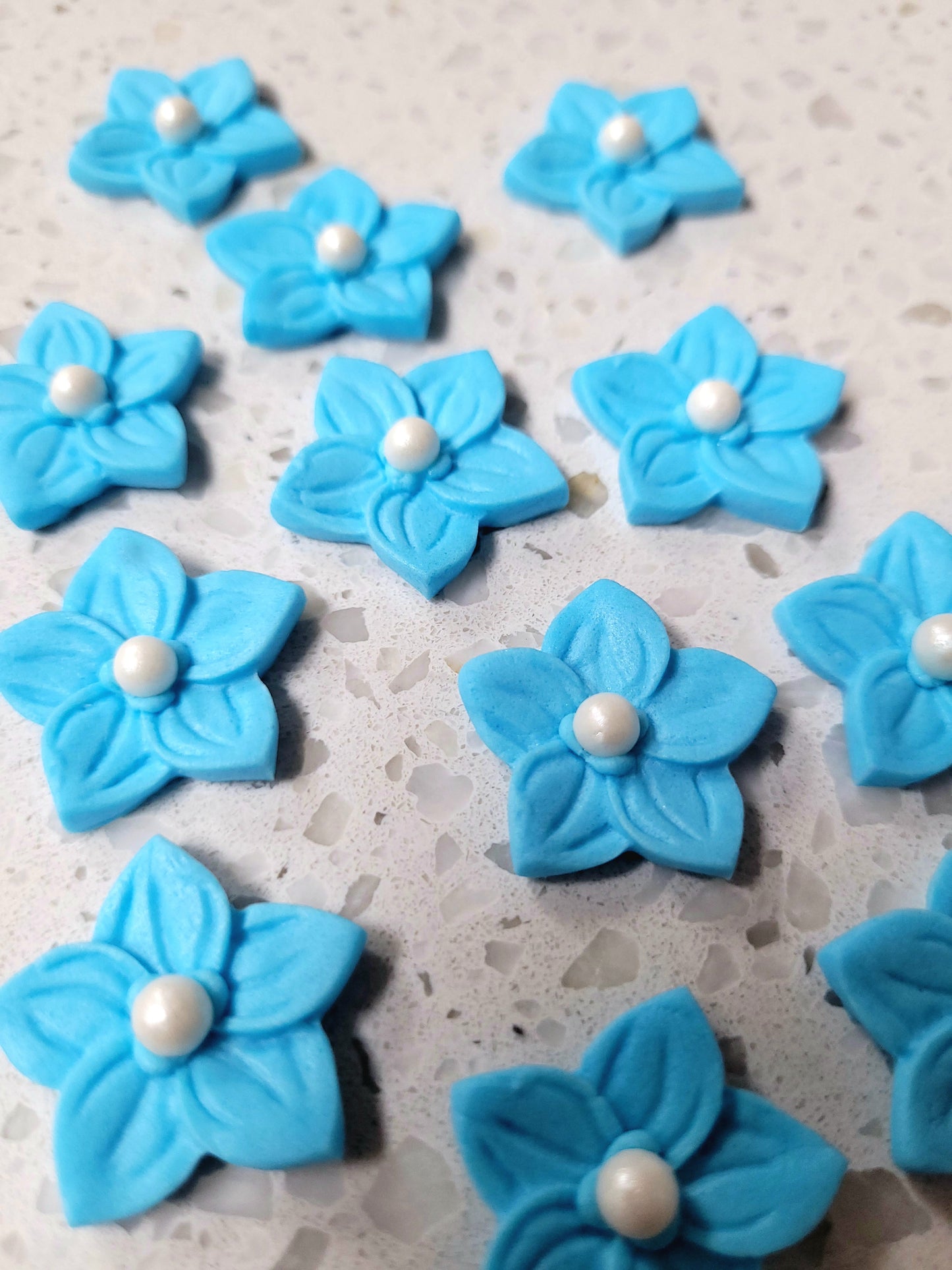 Flower 5 Petals - Pastel Blue 12pcs Edible Cake Decorations