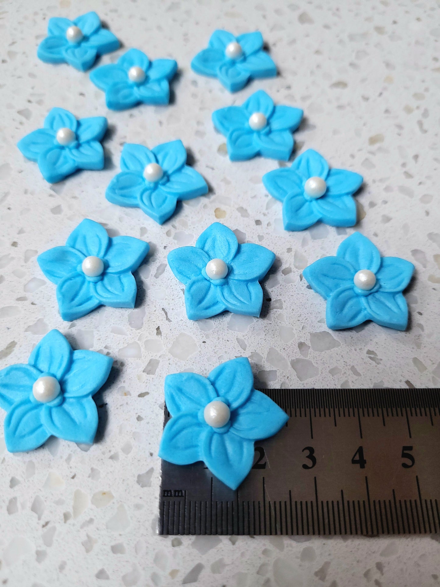 Flower 5 Petals - Pastel Blue 12pcs Edible Cake Decorations