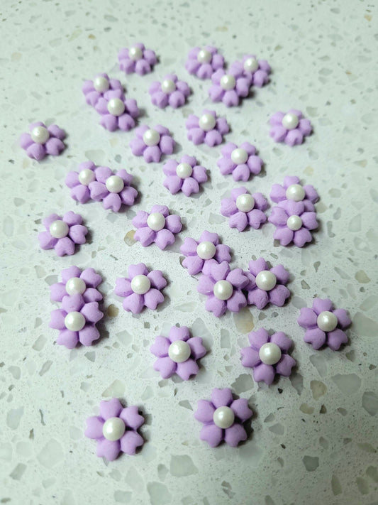 Mini Flower #02 - Pastel Purple 30pcs Edible Cake Decorations