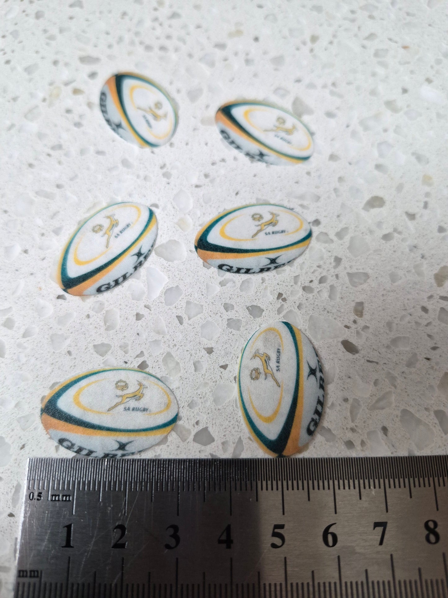 Rugby Ball Length 3cm Wafer Paper Cutouts - Set of 6