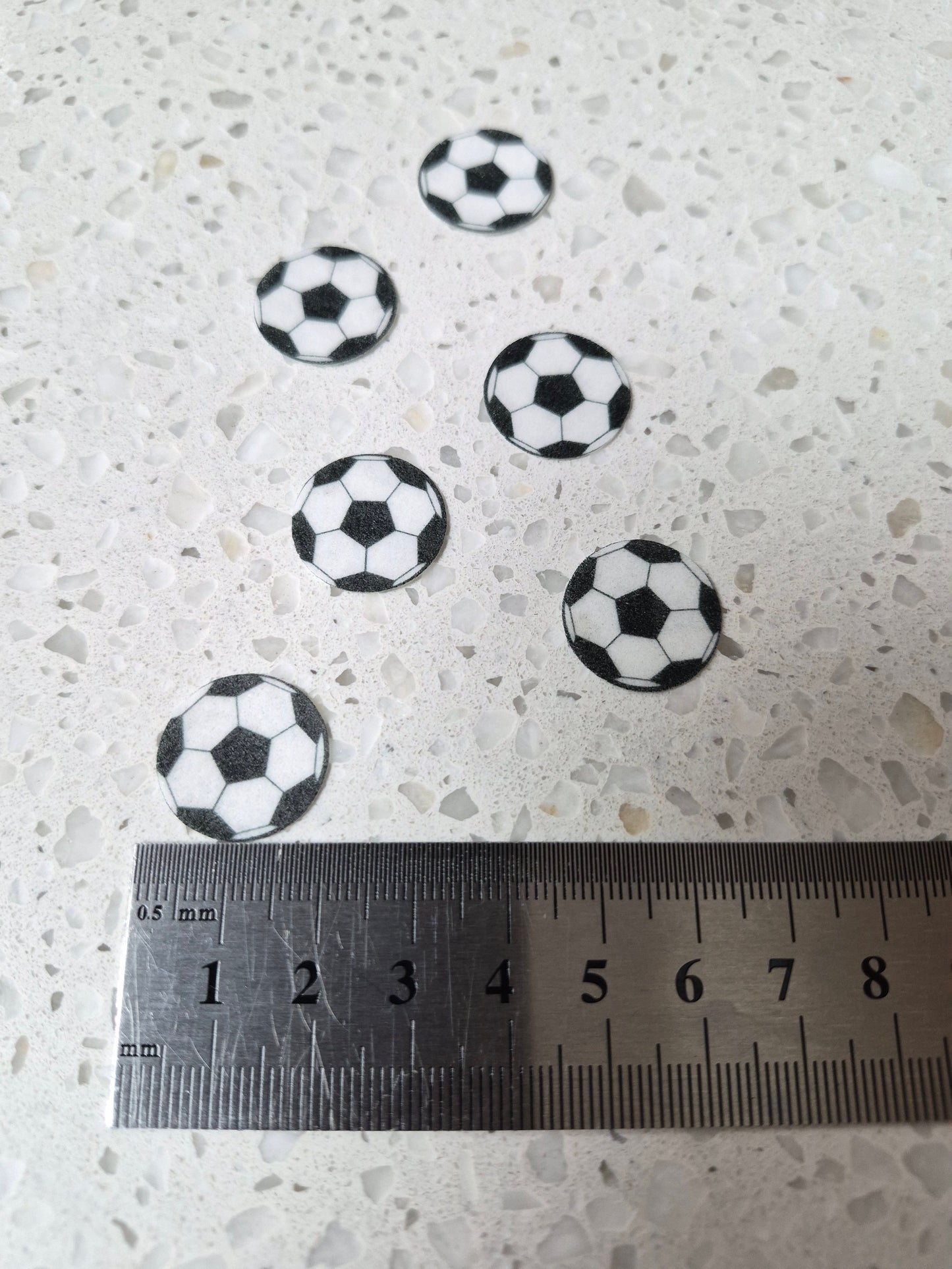 Soccer Ball Length 2cm Wafer Paper Cutouts - Set of 6