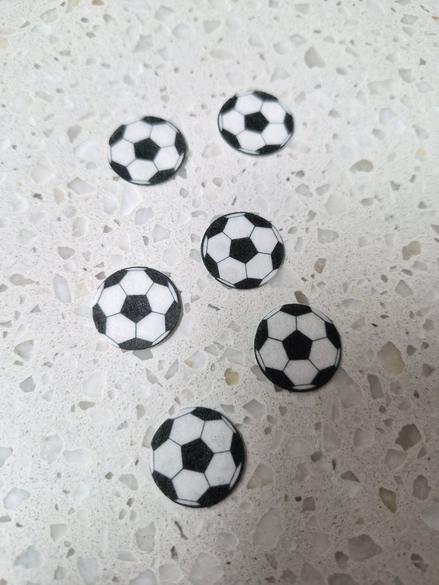 Soccer Ball Length 2cm Wafer Paper Cutouts - Set of 6