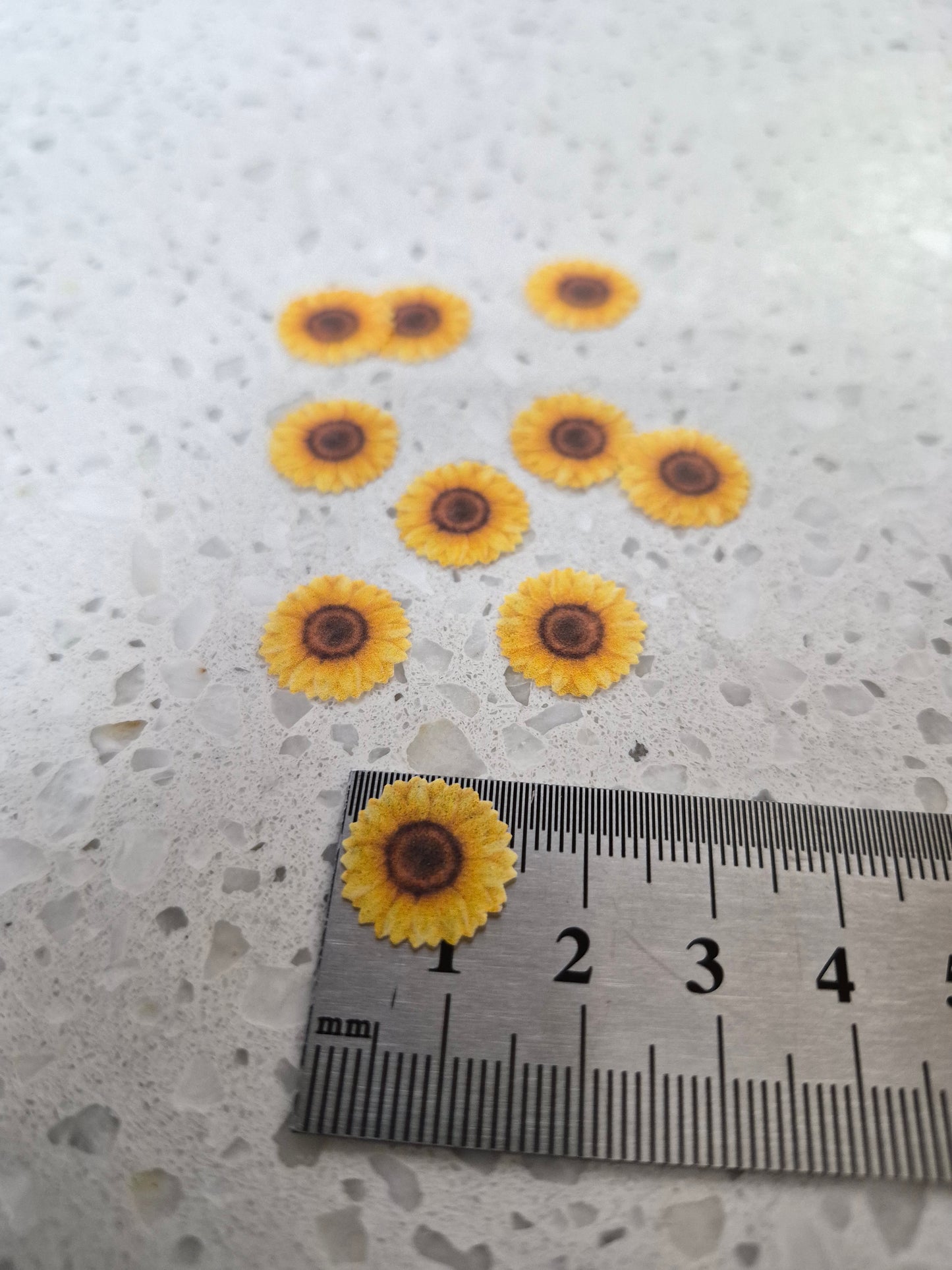 Sunflower Length 1.5cm Edible Wafer Paper Cutouts - Set of 10