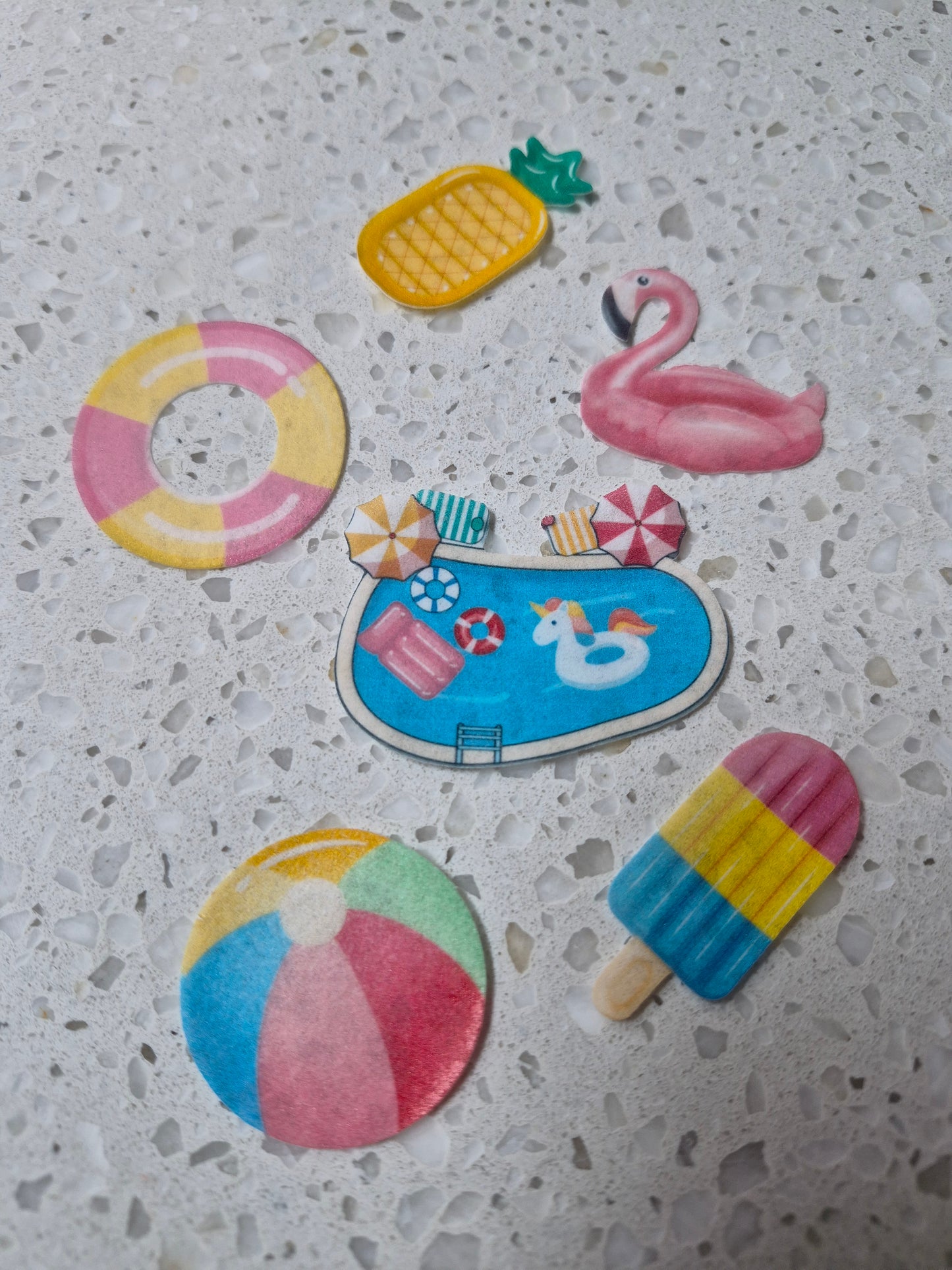 Pool Party 01 Edible Wafer Paper Cutouts - Set of 6