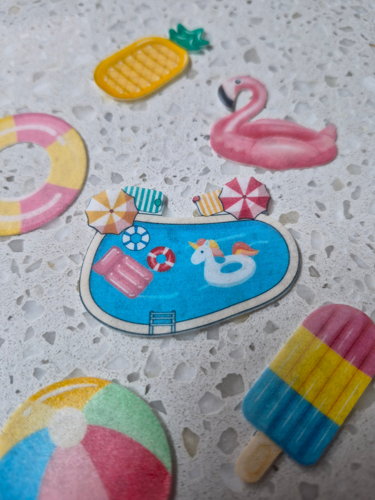 Pool Party 01 Edible Wafer Paper Cutouts - Set of 6