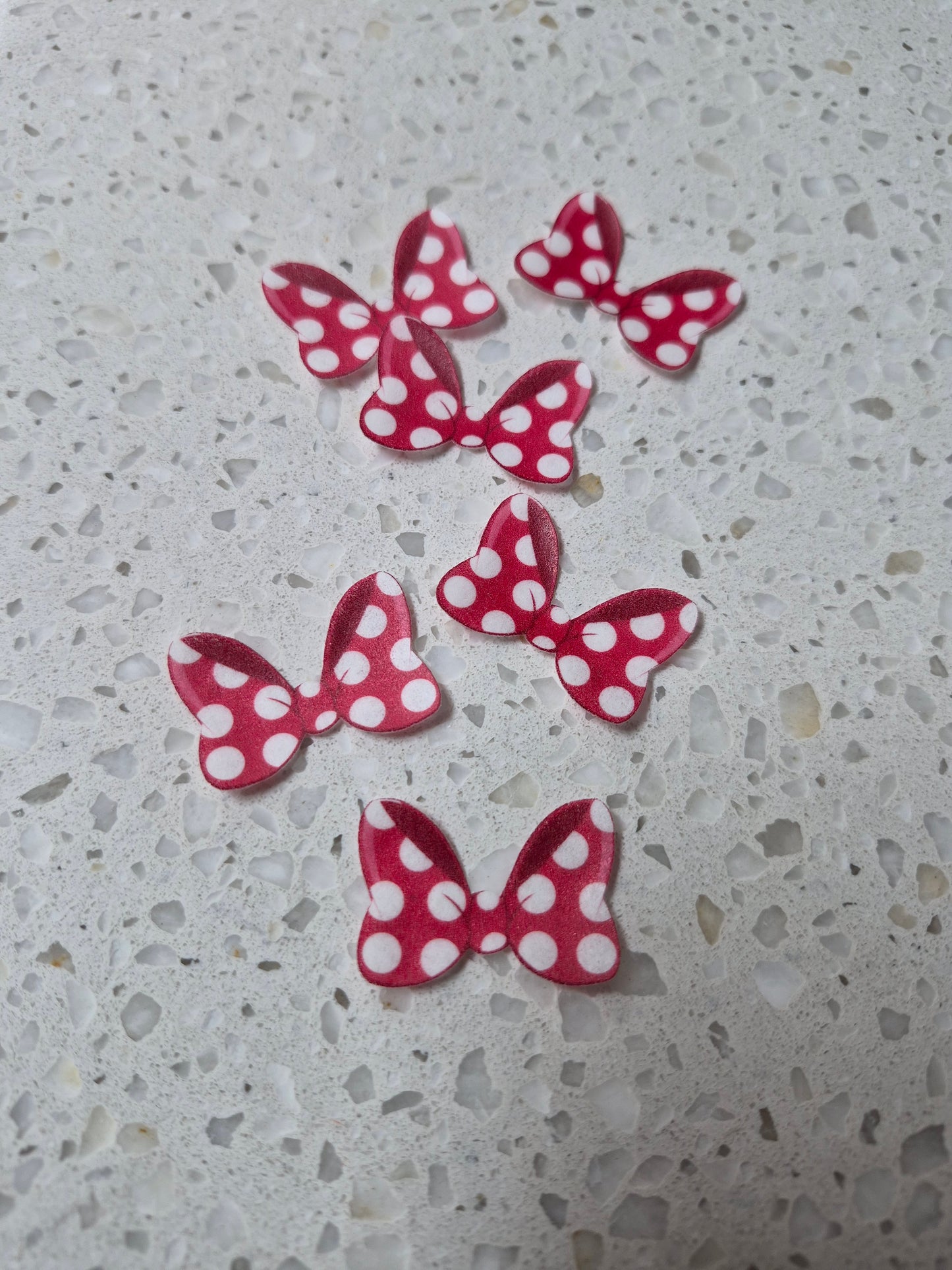 Minnie Bows Pink 01 Length 3cm Edible Wafer Paper Cutouts - Set of 6
