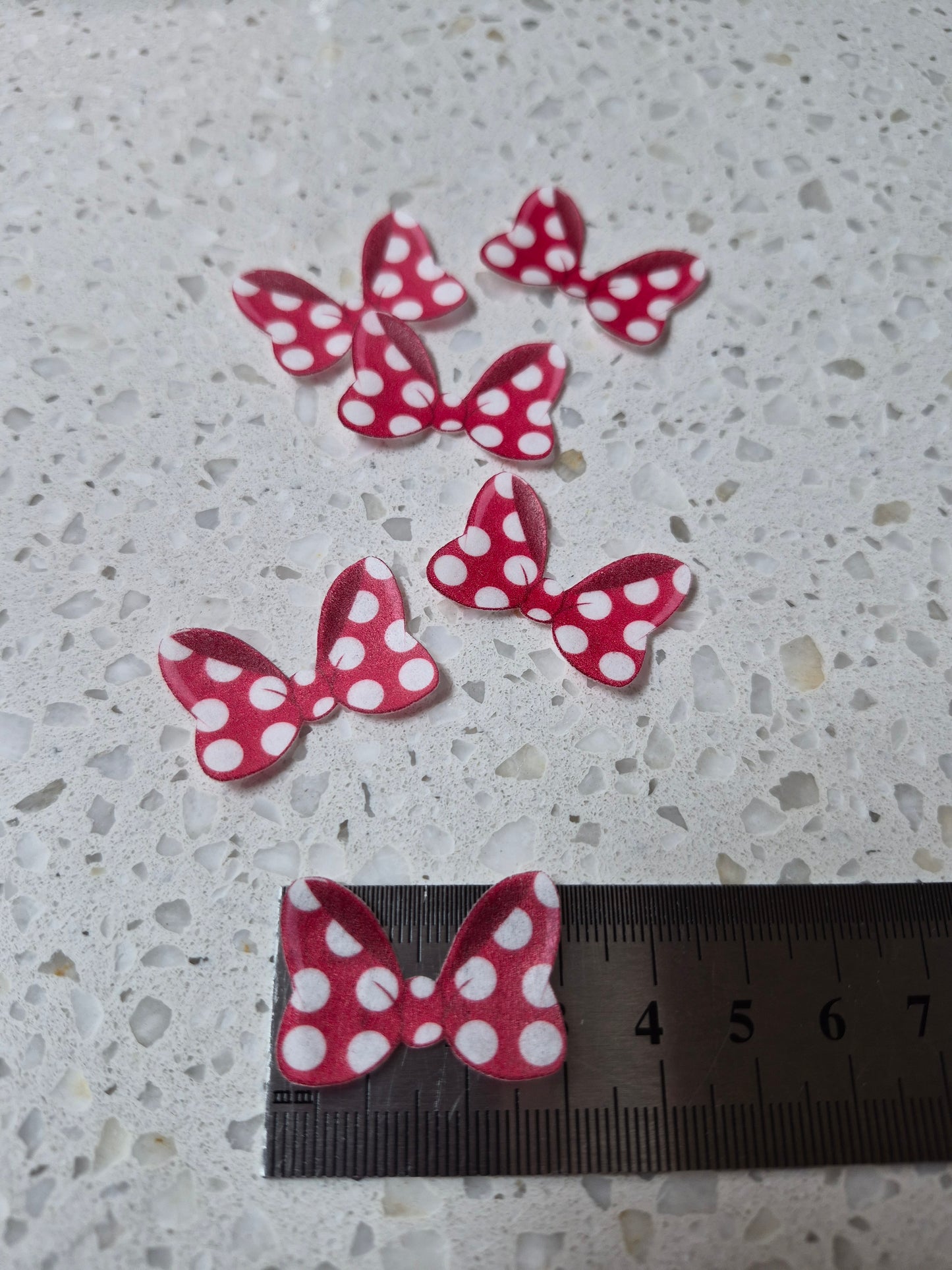 Minnie Bows Pink 01 Length 3cm Edible Wafer Paper Cutouts - Set of 6