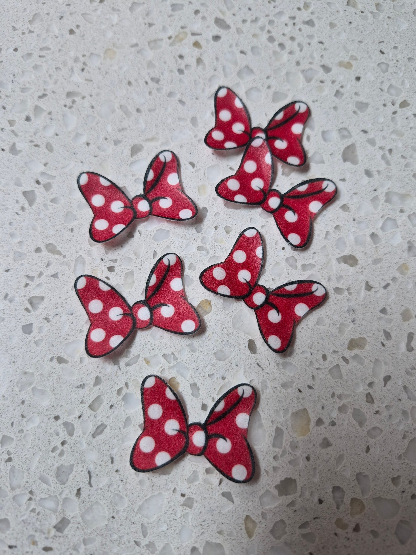 Minnie Bows Red 02 Length 3cm Edible Wafer Paper Cutouts - Set of 6