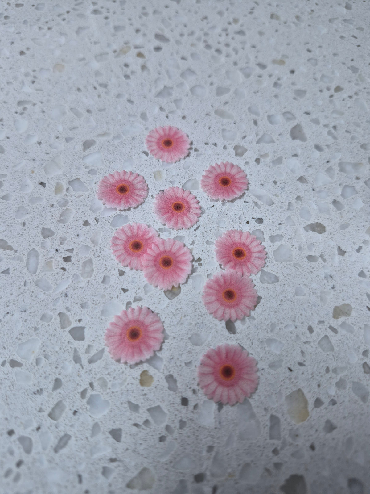 Daisy Pink 01 Length 1.5cm Edible Wafer Paper Cutouts - Set of 10