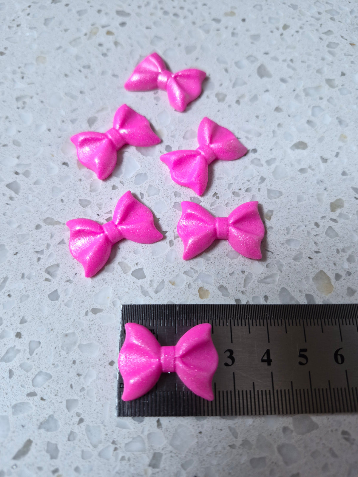 Bows Pink Shimmer 6pcs Edible Cake Decorations