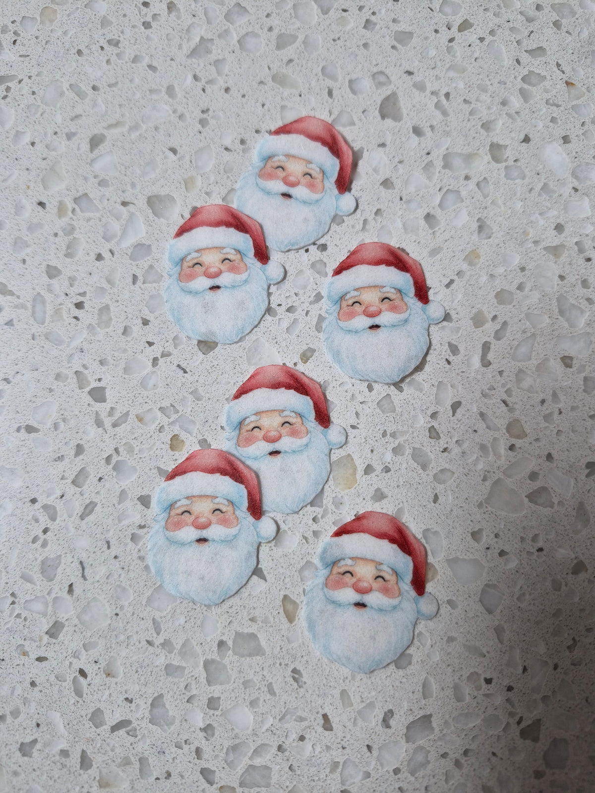 Santa's Head 02 Length 3cm Edible Wafer Paper Cutouts - Set of 6