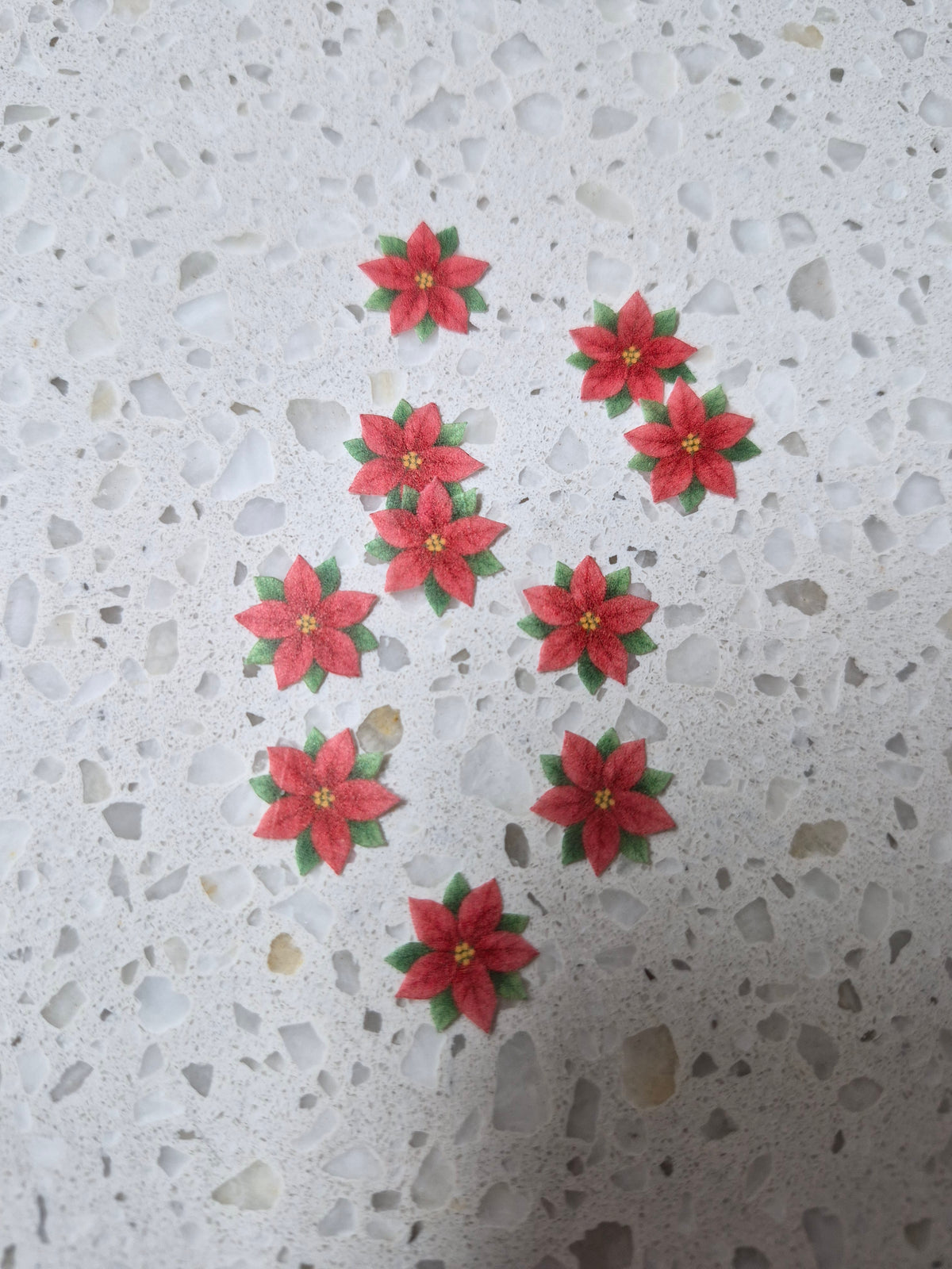Christmas Flowers 01 Length 1.5cm Edible Wafer Paper Cutouts - Set of 10