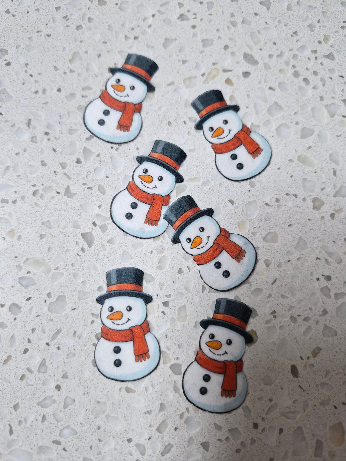 Snowman 01 Length 3.5cm Edible Wafer Paper Cutouts - Set of 6