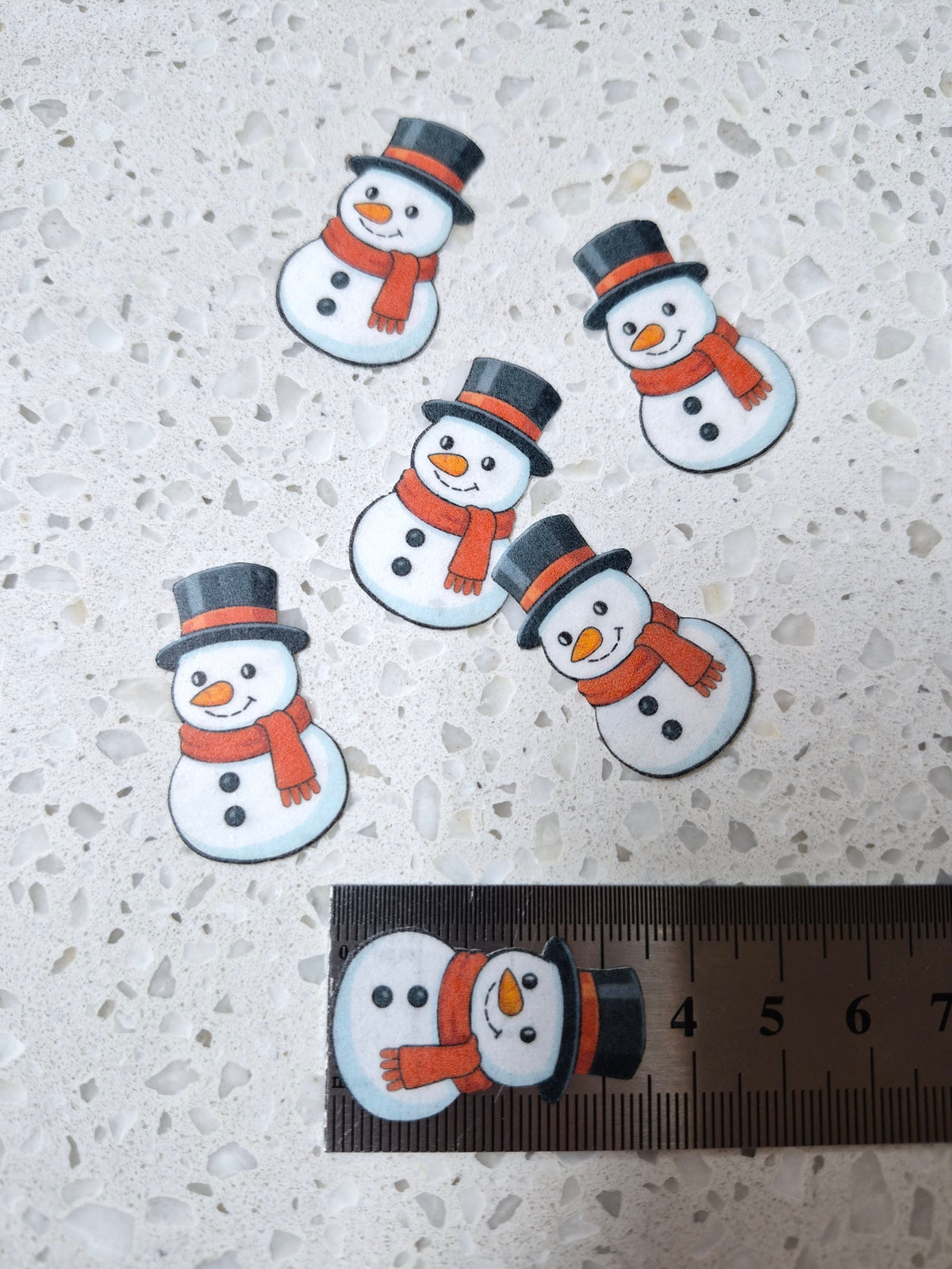 Snowman 01 Length 3.5cm Edible Wafer Paper Cutouts - Set of 6