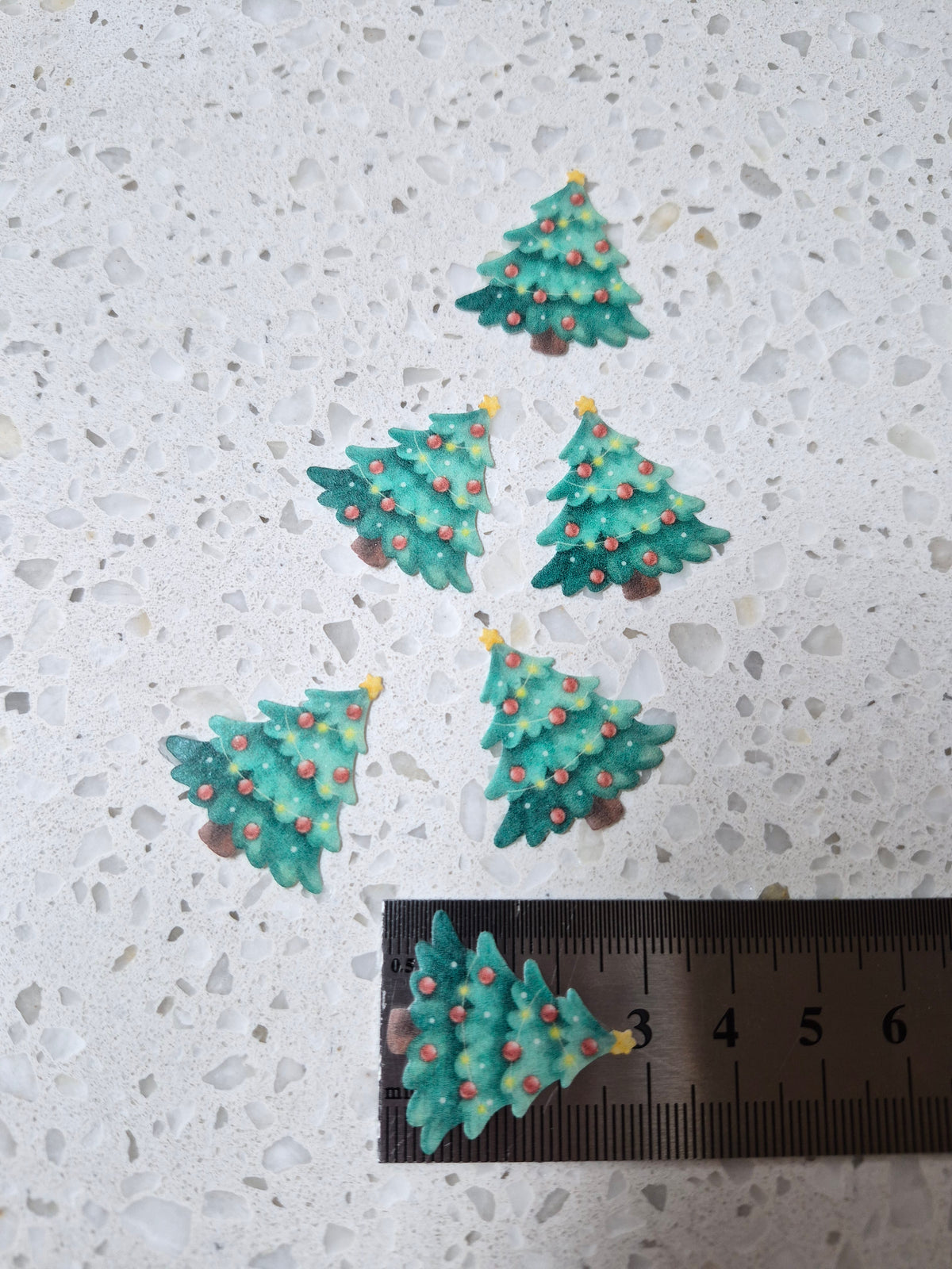 Christmas Tree 01 Length 3cm Edible Wafer Paper Cutouts - Set of 6