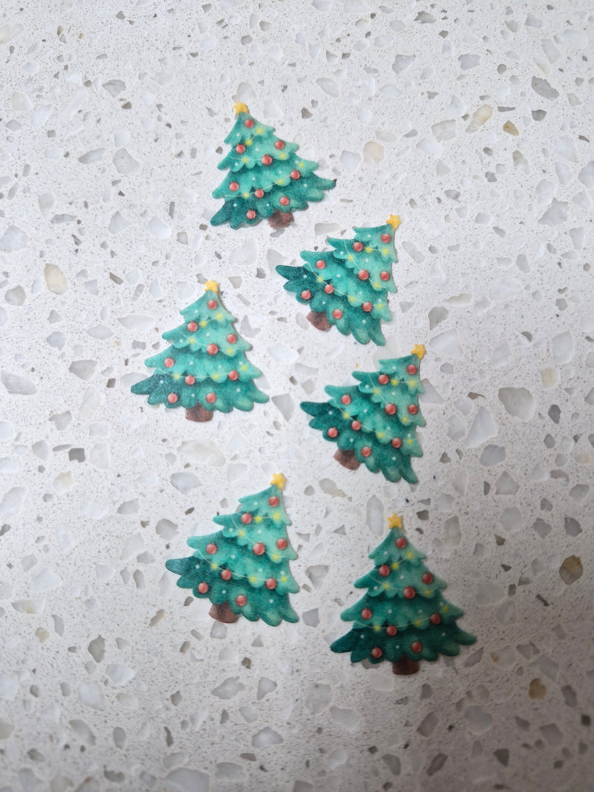Christmas Tree 01 Length 3cm Edible Wafer Paper Cutouts - Set of 6