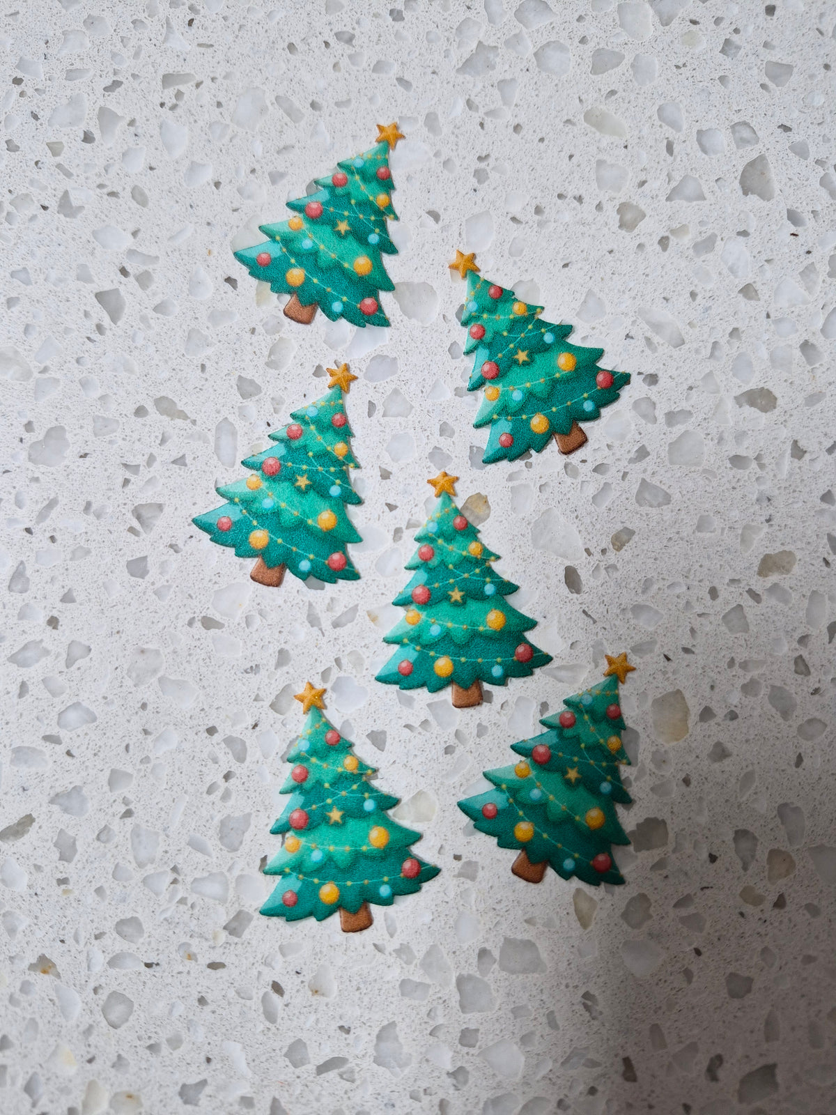 Christmas Tree 02 Length 3.5cm Edible Wafer Paper Cutouts - Set of 6