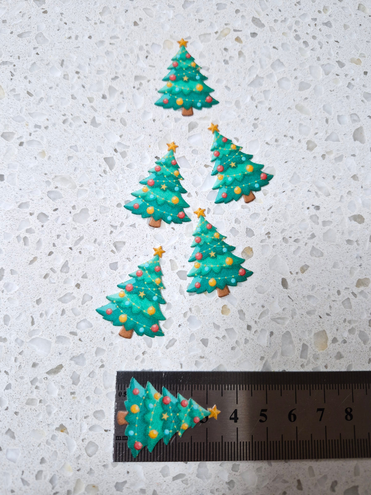 Christmas Tree 02 Length 3.5cm Edible Wafer Paper Cutouts - Set of 6